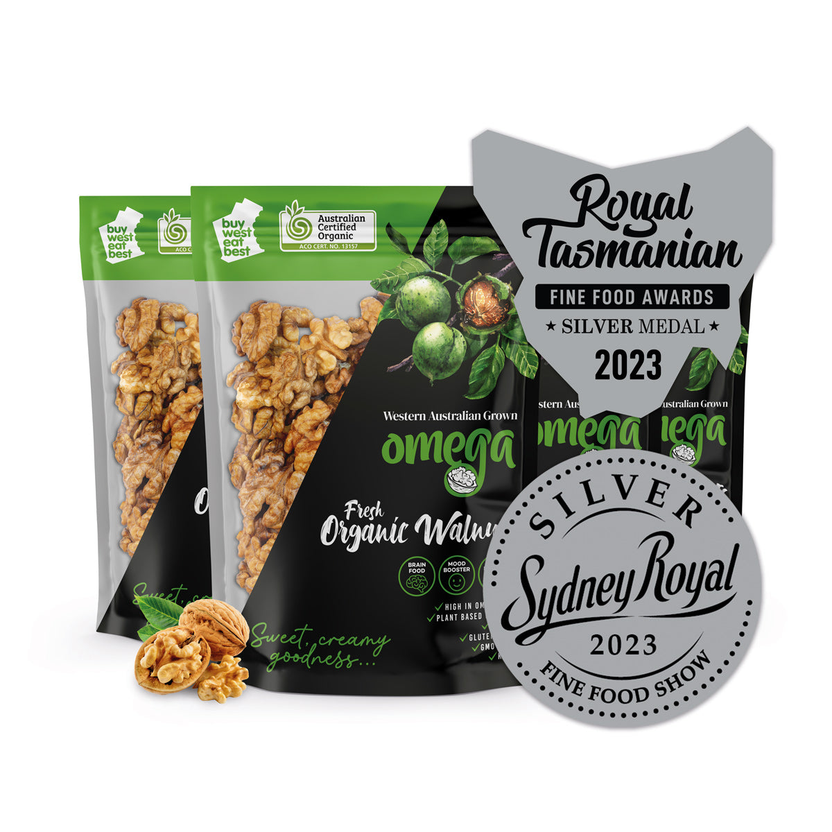 4 x 250g Organic Shelled Walnuts Pouch Bundle